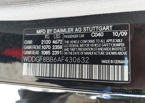 2010 Mercedes-Benz C-Class из США, поврежденный, VIN WDDGF8BB6AF430632